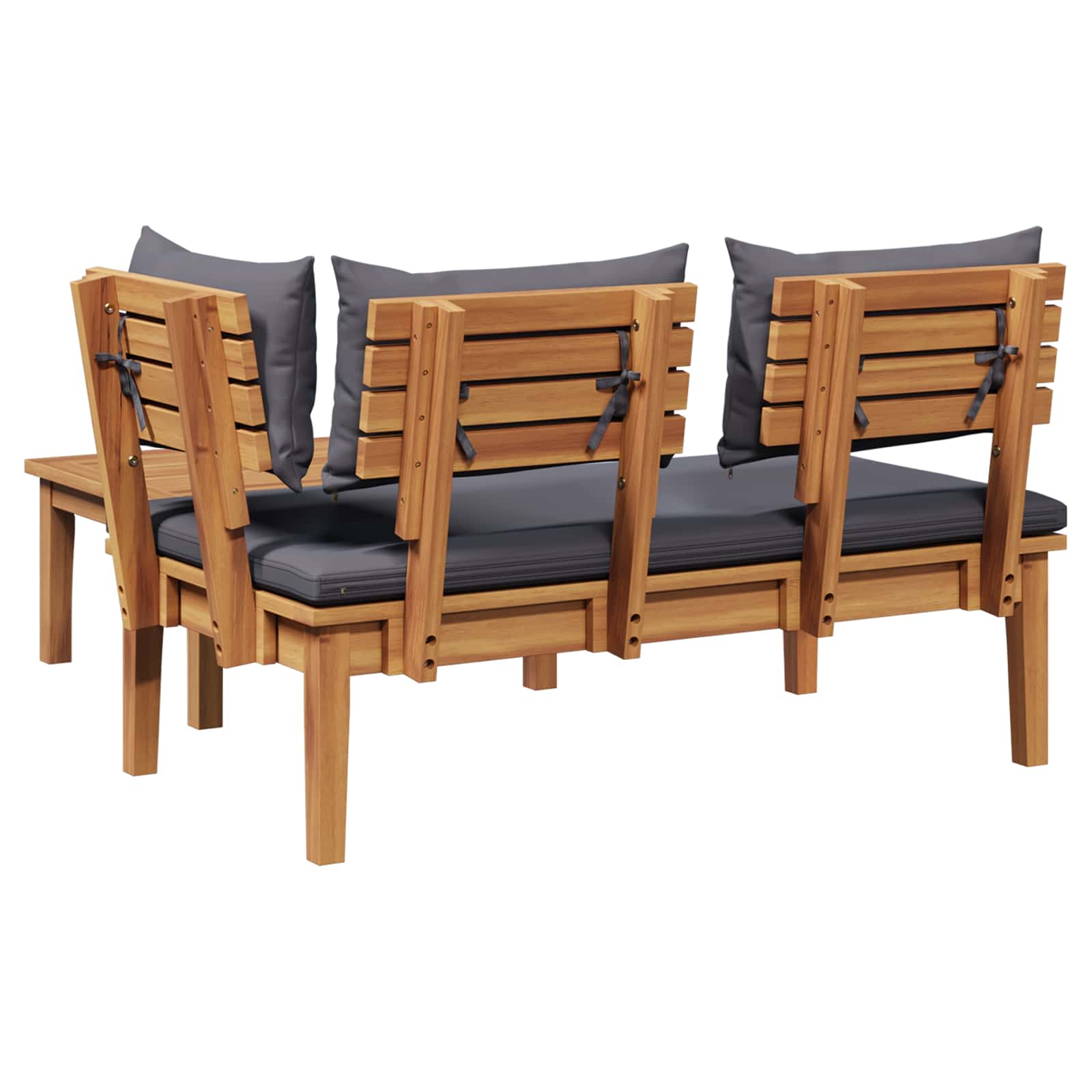Gartenbank und Tischset 2 pcs Grau und Braun Massivholz Teak