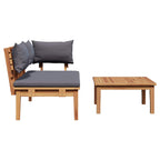 Gartenbank und Tischset 2 pcs Grau und Braun Massivholz Teak