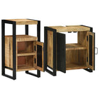 Badezimmermöbel-Set 2 pcs Braun und Schwarz Massivholz Mango