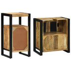 Badezimmermöbel-Set 2 pcs Braun und Schwarz Massivholz Mango