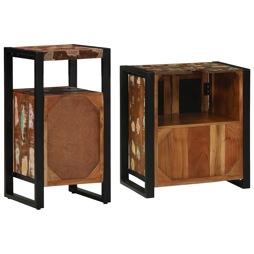Badezimmermöbel-Set mit Regal 2 pcs Massives upgecyceltes Holz