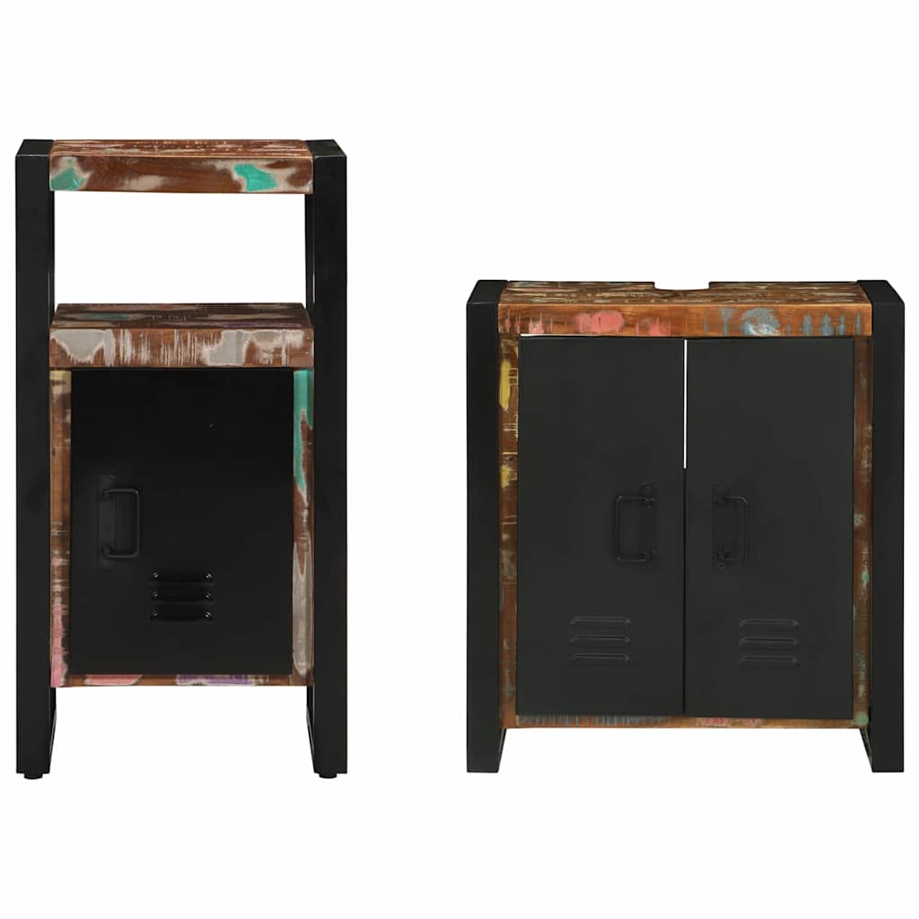 Badezimmermöbel-Set mit Regal 2 pcs Massives upgecyceltes Holz
