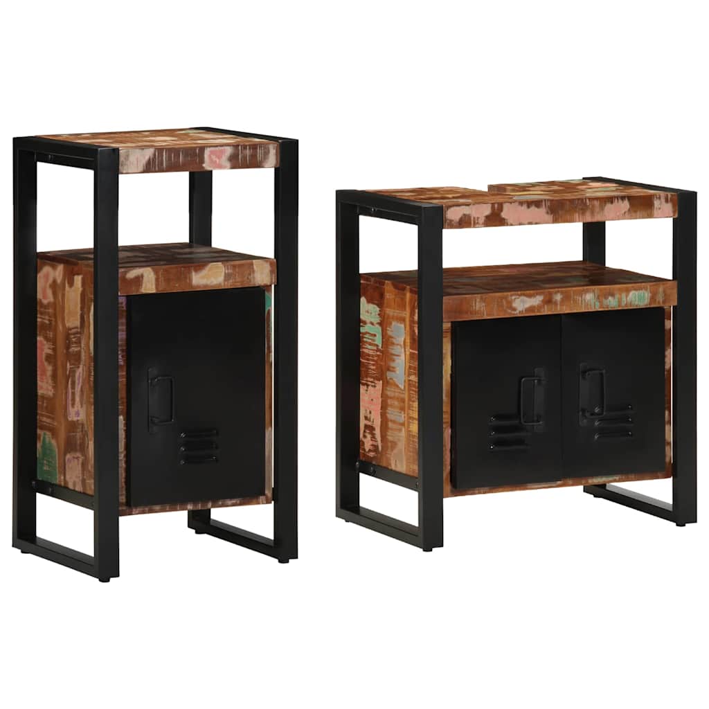 Badezimmermöbel-Set mit Regal 2 pcs Braun Massives Altholz