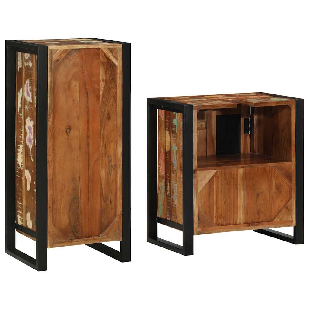 Badezimmermöbel-Set mit Regal 2 pcs Massives upgecyceltes Holz