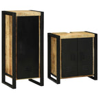 Badezimmermöbel-Set mit Regal 2 pcs Braun Massives Mangoholz