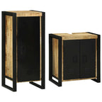 Badezimmermöbel-Set mit Regal 2 pcs Braun Massives Mangoholz