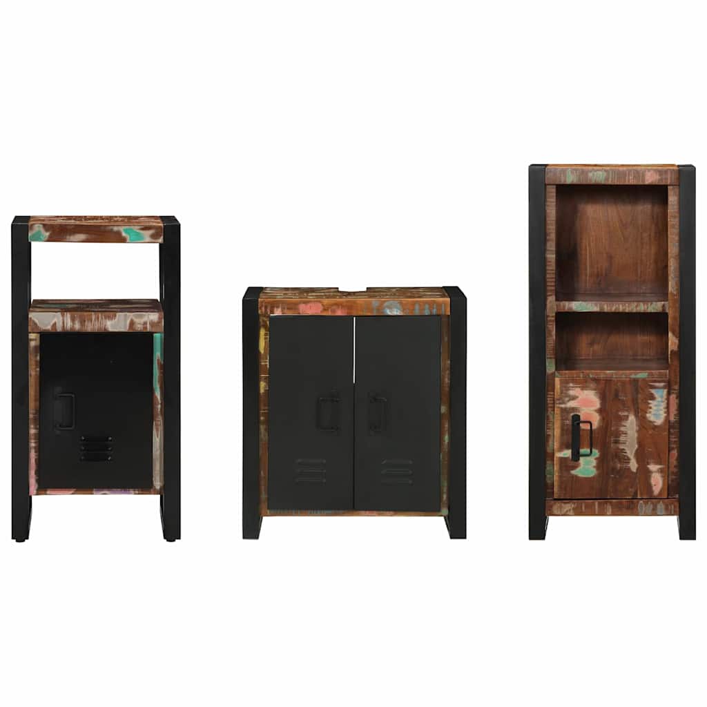 Badezimmermöbel-Set mit Regal 3 pcs Massives upgecyceltes Holz