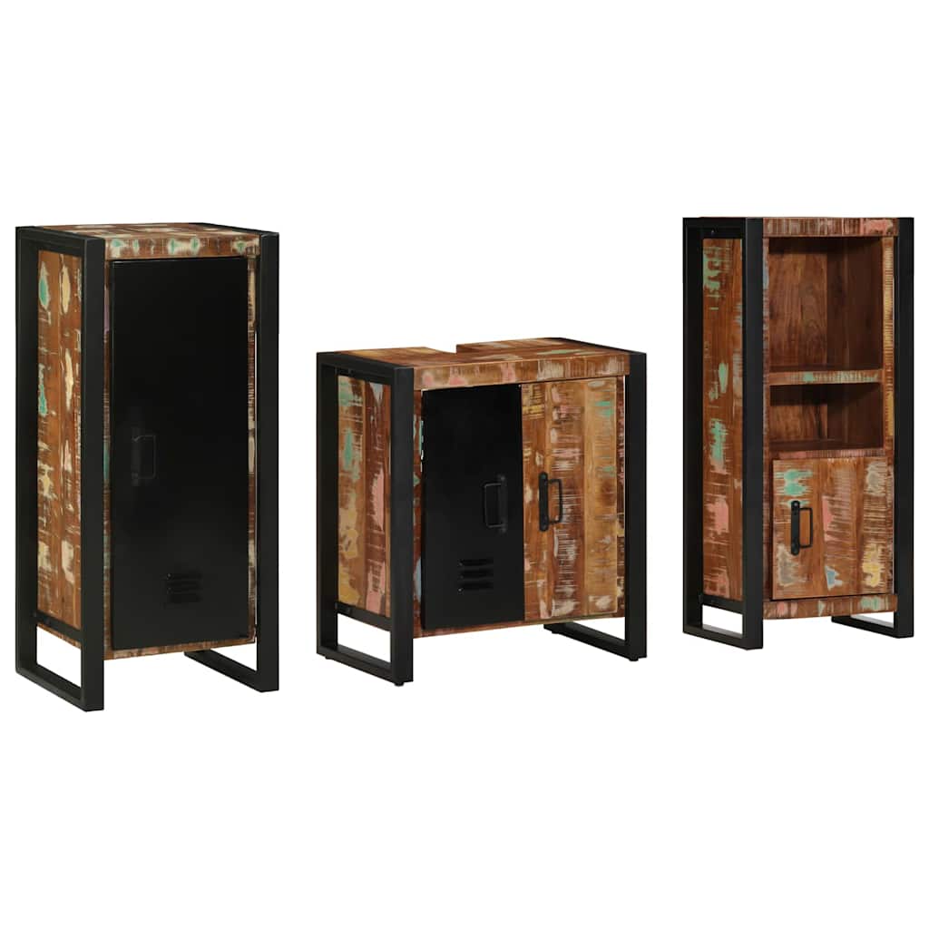 Badezimmermöbel-Set mit Regal 3 pcs Massives upgecyceltes Holz