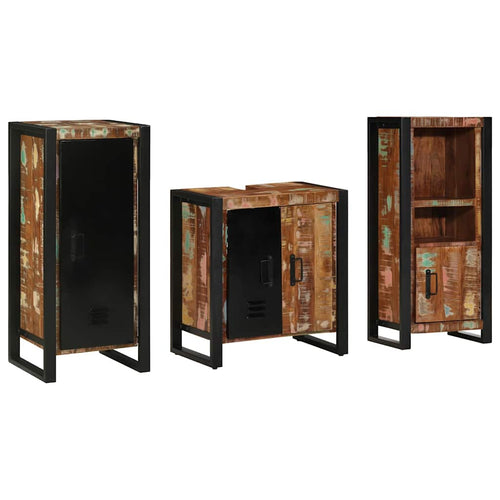 Badezimmermöbel-Set mit Regal 3 pcs Massives upgecyceltes Holz