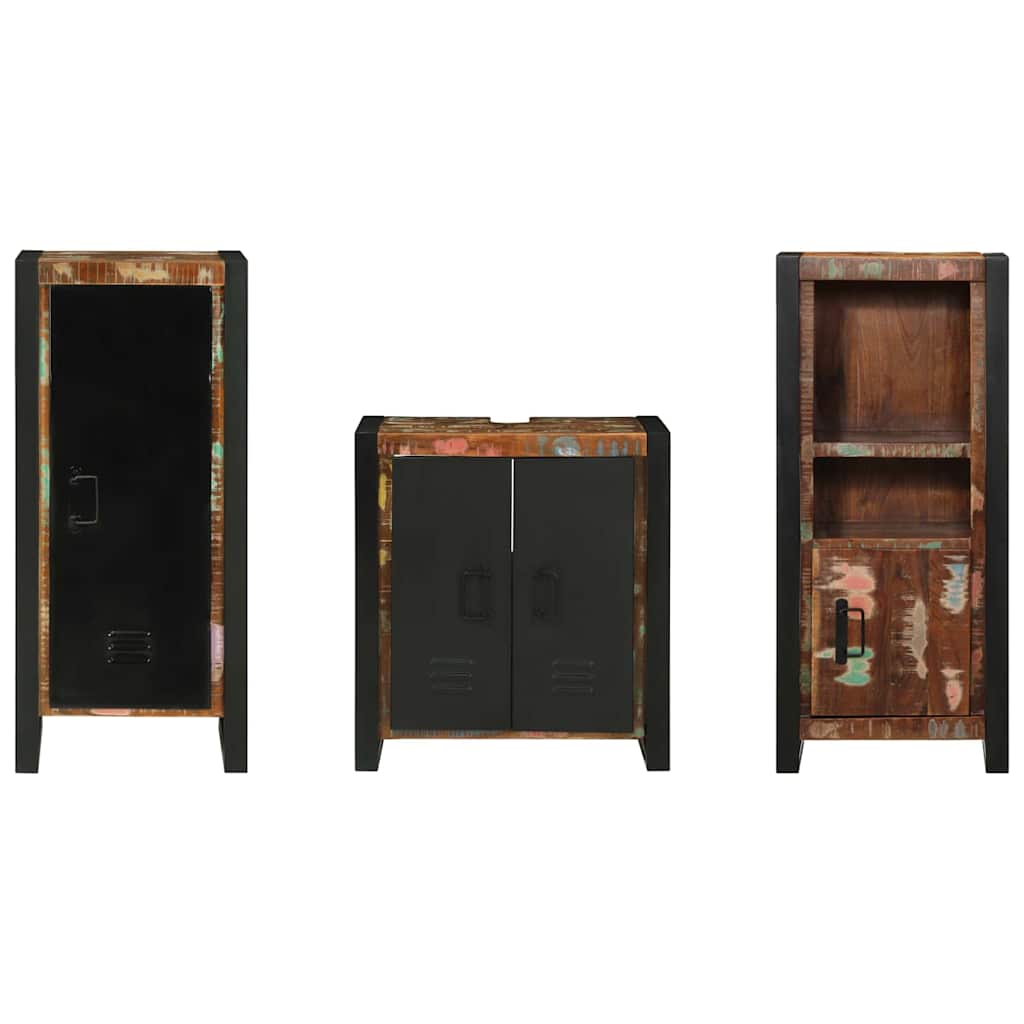 Badezimmermöbel-Set mit Regal 3 pcs Massives upgecyceltes Holz