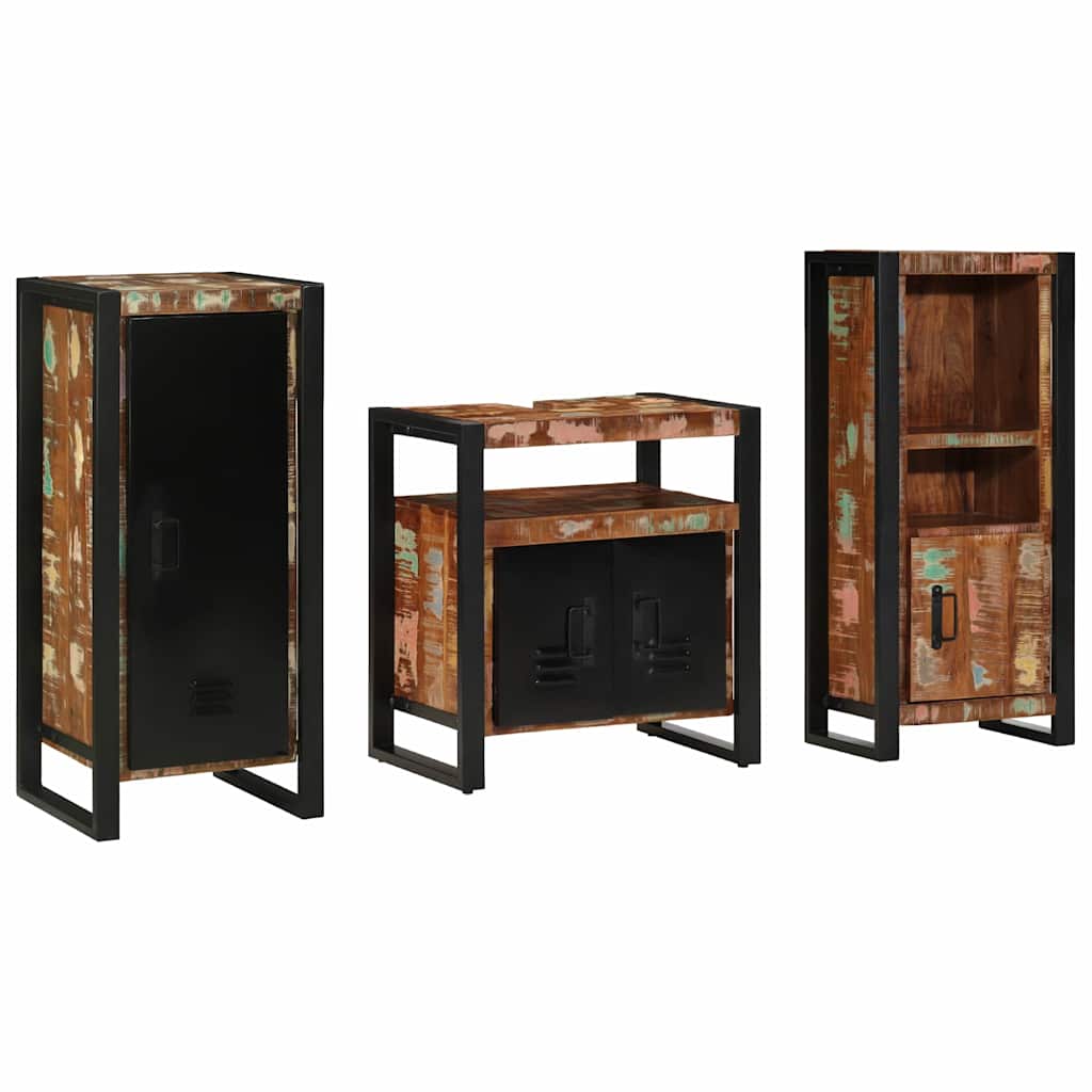 Badezimmermöbel-Set mit Regal 3 pcs Massives upgecyceltes Holz