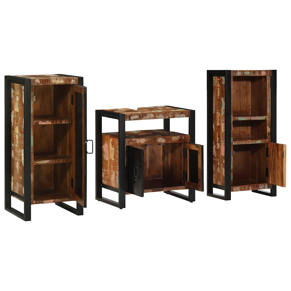 Badezimmermöbel-Set mit Regal 3 pcs Massives upgecyceltes Holz