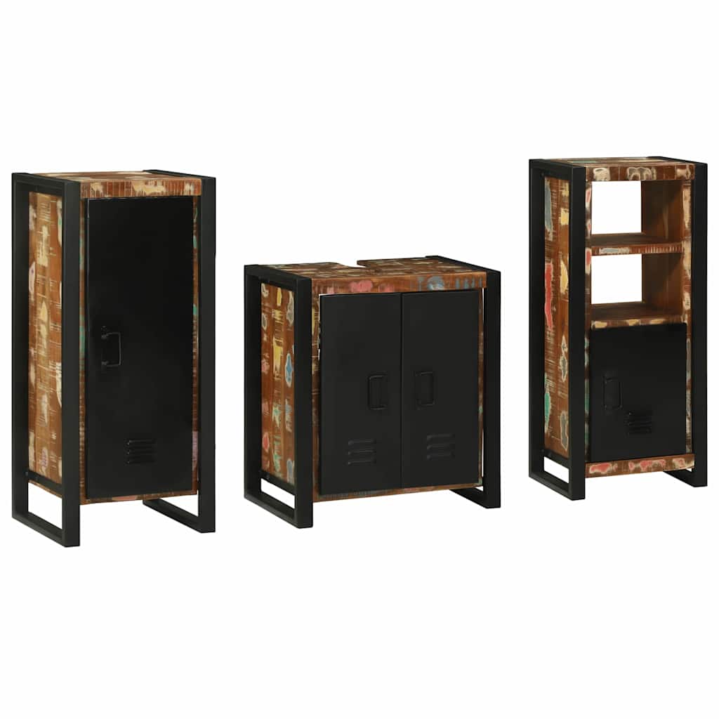 Badezimmermöbel-Set mit Regal 3 pcs Massives upgecyceltes Holz