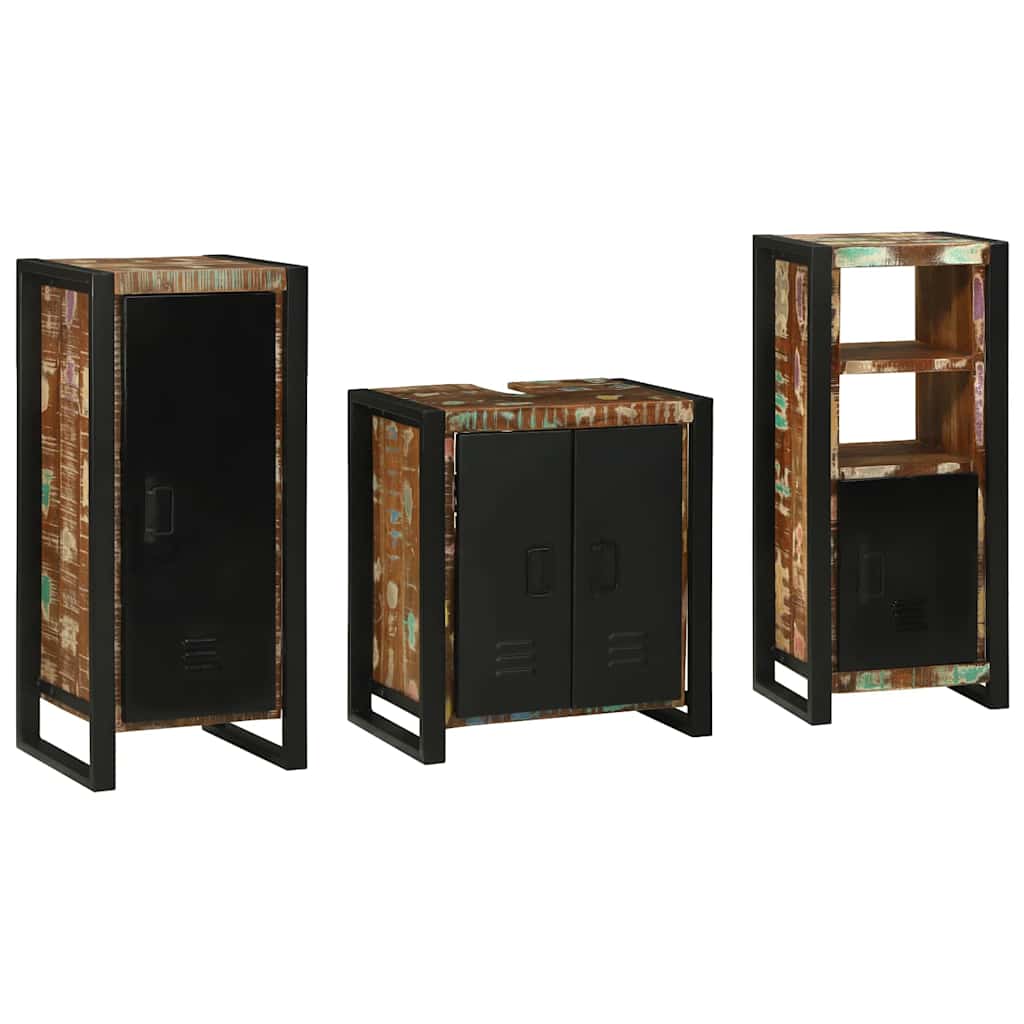 Badezimmermöbel-Set mit Regal 3 pcs Massives upgecyceltes Holz
