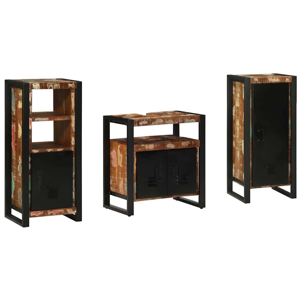 Badezimmermöbel-Set mit Regal 3 pcs Massives upgecyceltes Holz