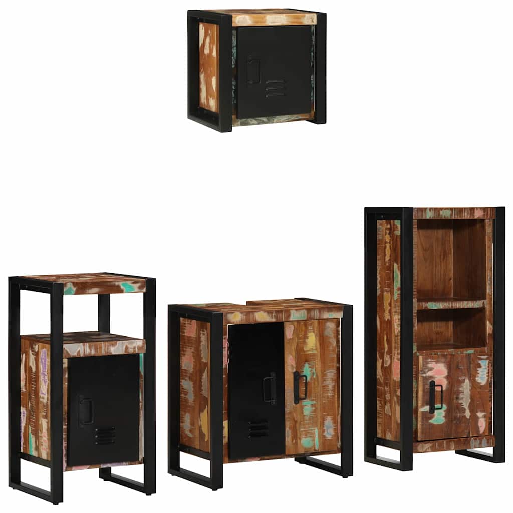 Badezimmermöbel-Set mit Regal 4 pcs Massives upgecyceltes Holz