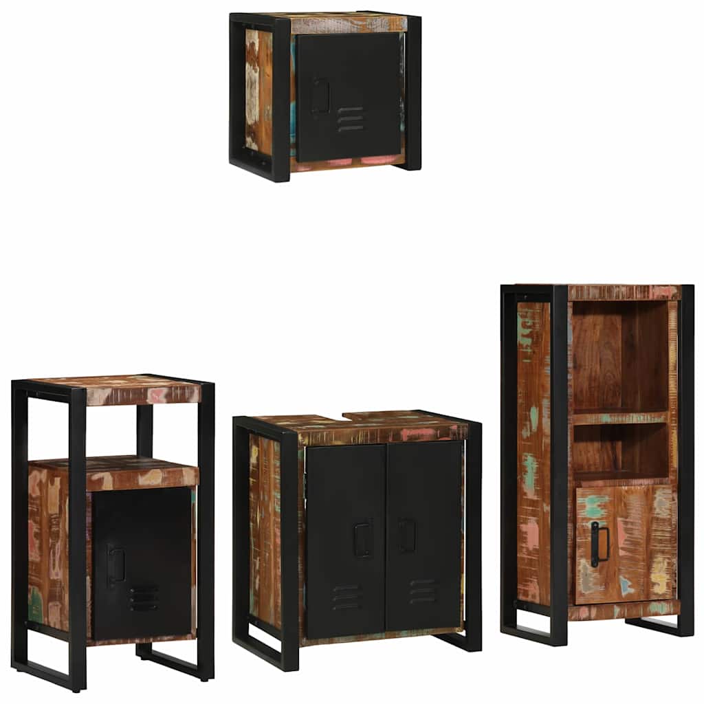 Badezimmermöbel-Set mit Regal 4 pcs Massives upgecyceltes Holz
