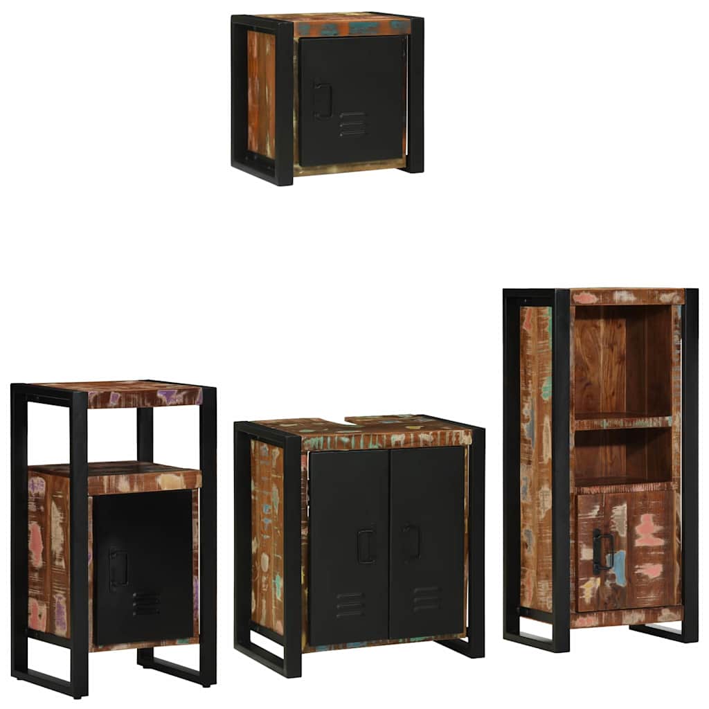 Badezimmermöbel-Set mit Regal 4 pcs Massives upgecyceltes Holz