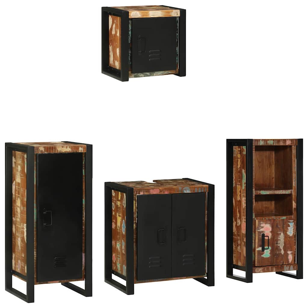 Badezimmermöbel-Set mit Regal 4 pcs Massives upgecyceltes Holz