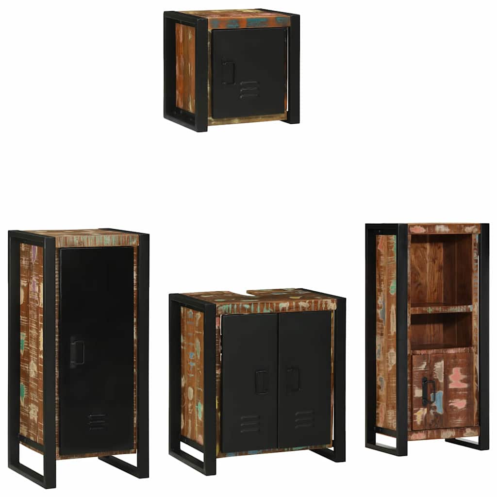 Badezimmermöbel-Set mit Regal 4 pcs Massives upgecyceltes Holz