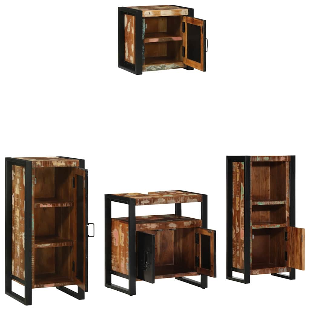 Badezimmermöbel-Set mit Regal 4 pcs Massives upgecyceltes Holz