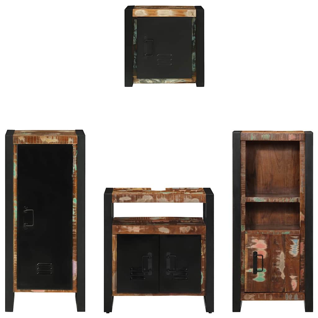 Badezimmermöbel-Set mit Regal 4 pcs Massives upgecyceltes Holz