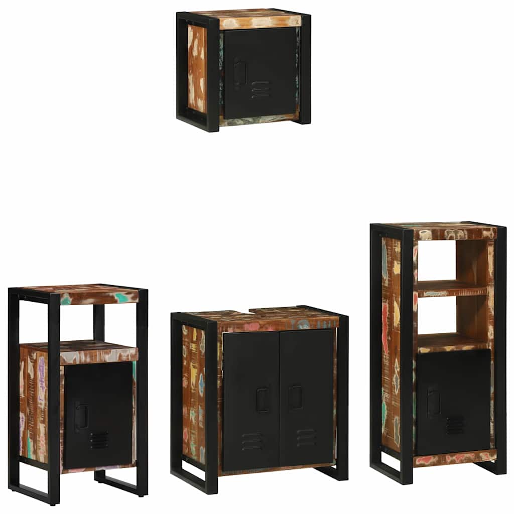Badezimmermöbel-Set mit Regal 4 pcs Massives upgecyceltes Holz