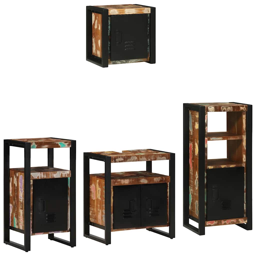 Badezimmermöbel-Set mit Regal 4 pcs Massives upgecyceltes Holz