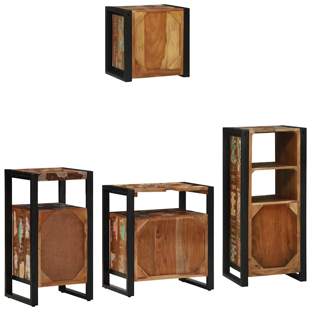 Badezimmermöbel-Set mit Regal 4 pcs Massives upgecyceltes Holz