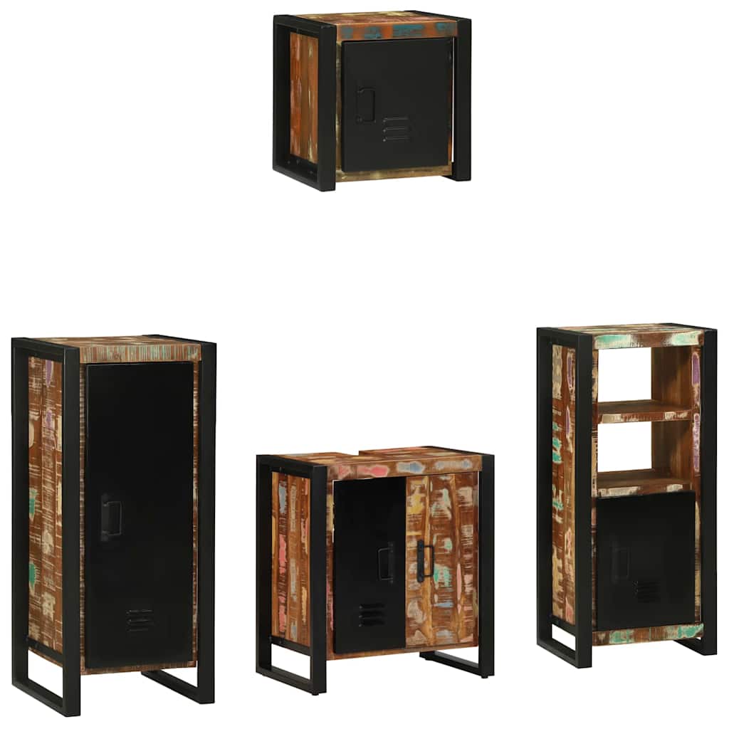Badezimmermöbel-Set mit Regal 4 pcs Massives upgecyceltes Holz