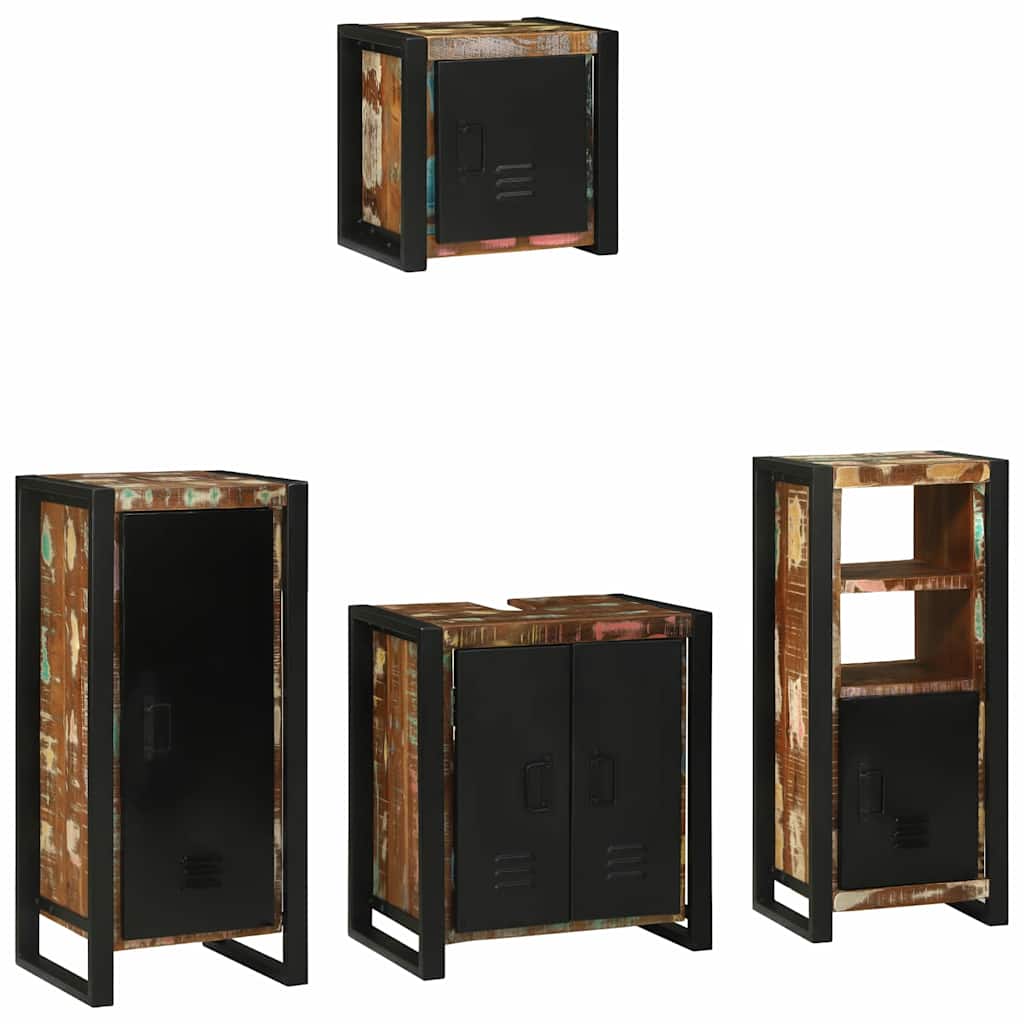 Badezimmermöbel-Set mit Regal 4 pcs Massives upgecyceltes Holz