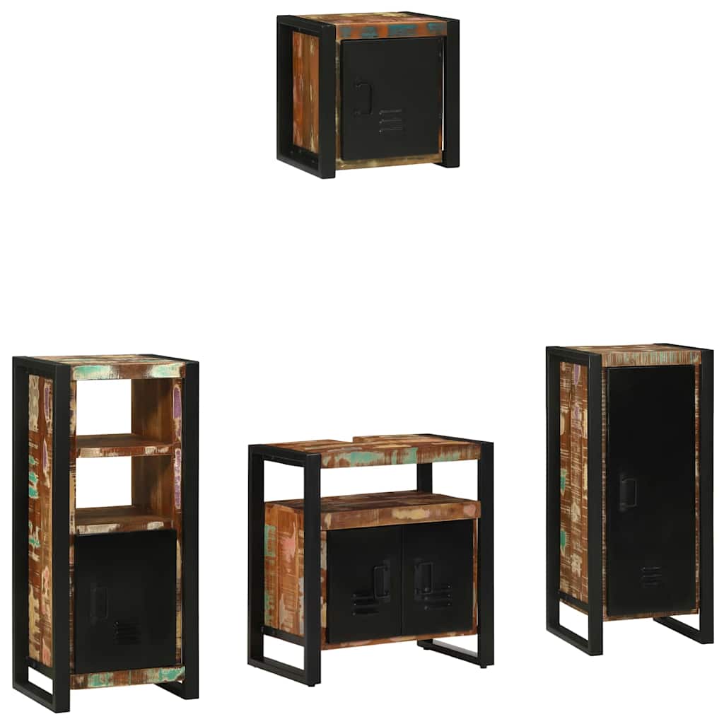 Badezimmermöbel-Set mit Regal 4 pcs Massives upgecyceltes Holz