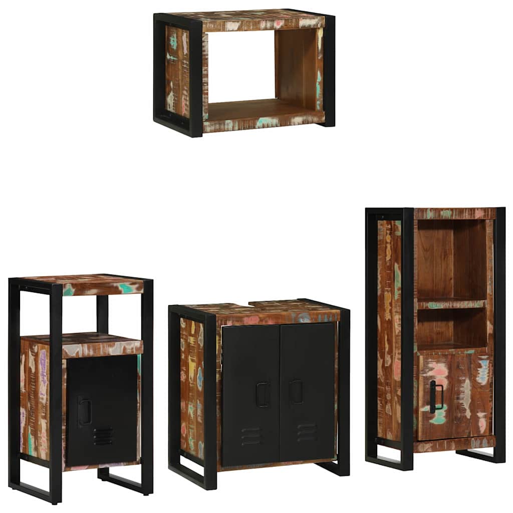 Badezimmermöbel-Set mit Regal 4 pcs Massives upgecyceltes Holz