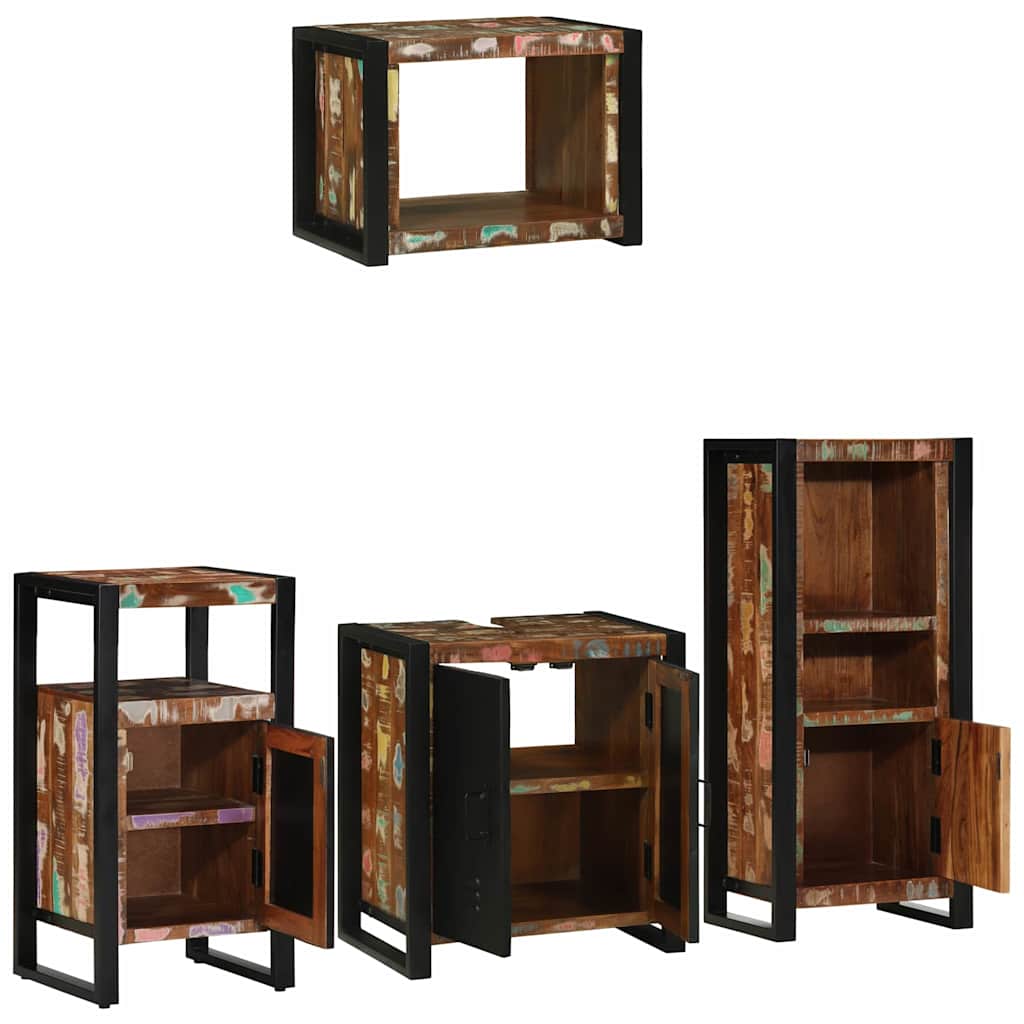 Badezimmermöbel-Set mit Regal 4 pcs Massives upgecyceltes Holz