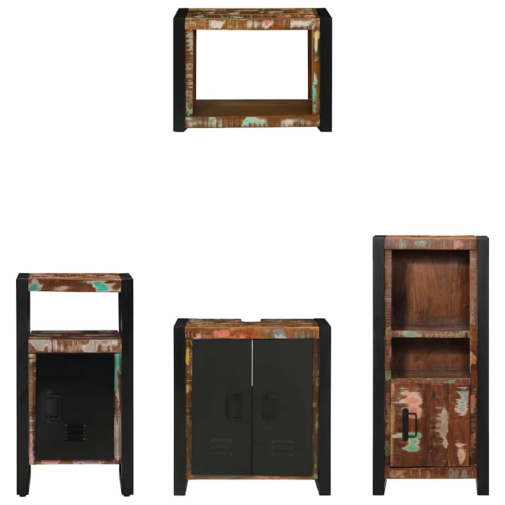 Badezimmermöbel-Set mit Regal 4 pcs Massives upgecyceltes Holz