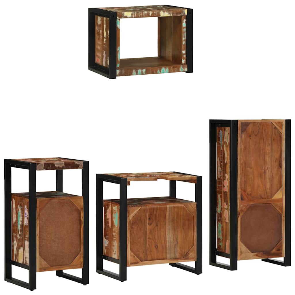 Badezimmermöbel-Set mit Regal 4 pcs Massives upgecyceltes Holz