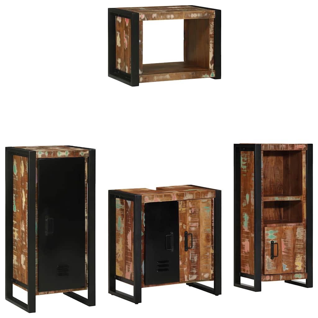 Badezimmermöbel-Set mit Regal 4 pcs Massives upgecyceltes Holz