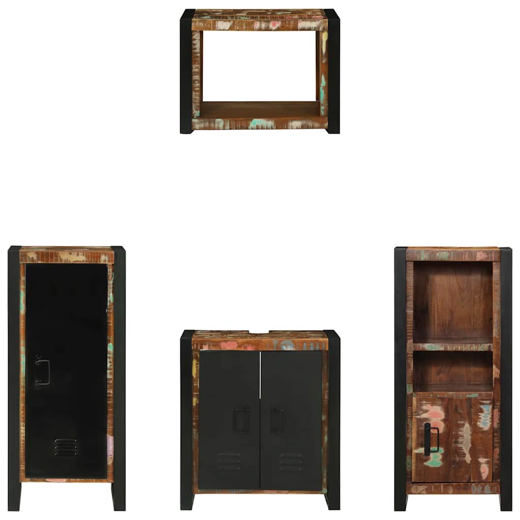 Badezimmermöbel-Set mit Regal 4 pcs Massives upgecyceltes Holz