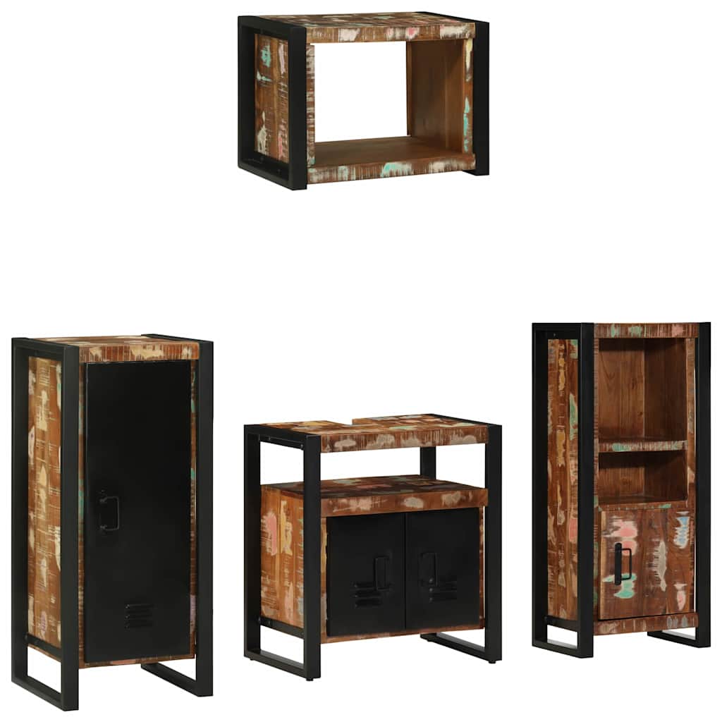 Badezimmermöbel-Set mit Regal 4 pcs Massives upgecyceltes Holz