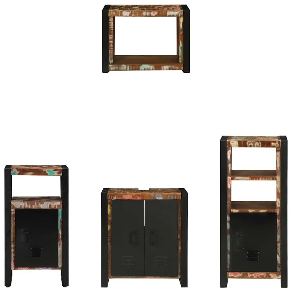 Badezimmermöbel-Set mit Regal 4 pcs Massives upgecyceltes Holz
