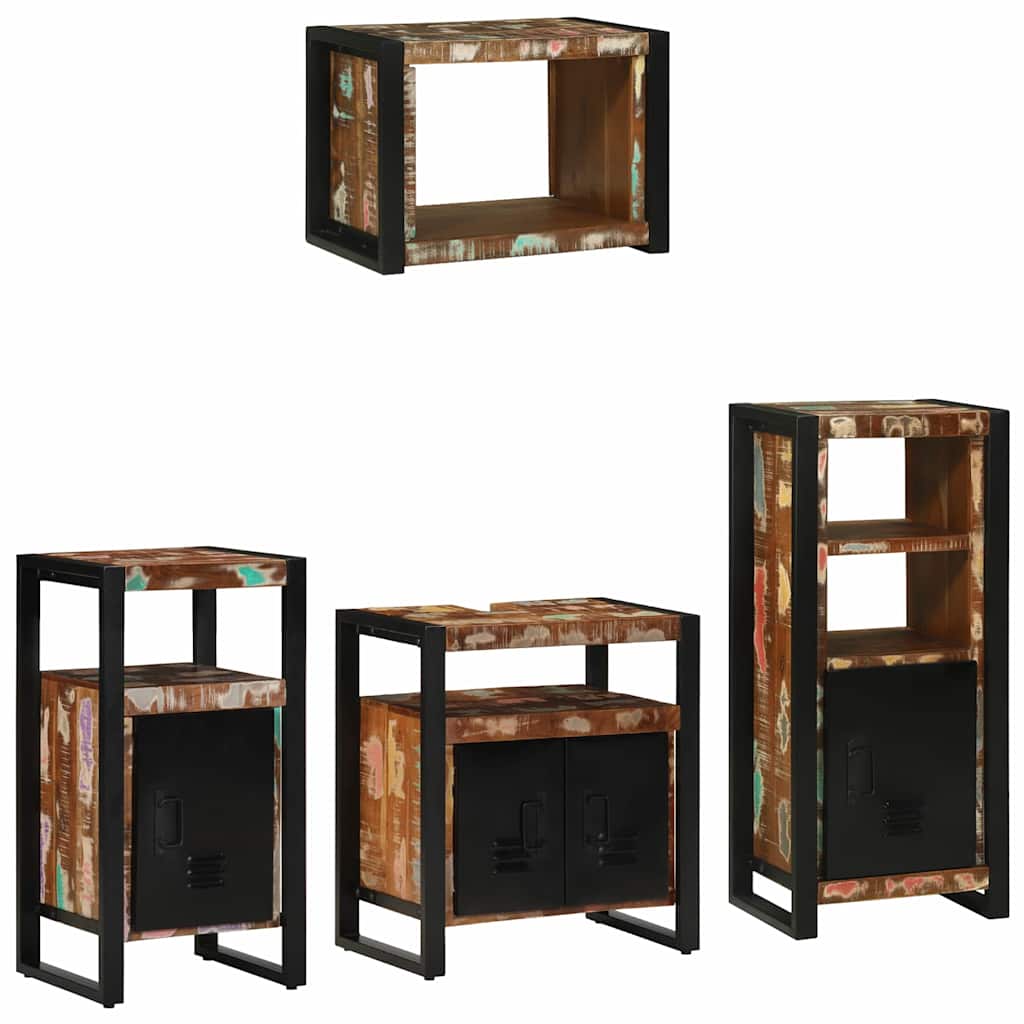 Badezimmermöbel-Set mit Regal 4 pcs Massives upgecyceltes Holz