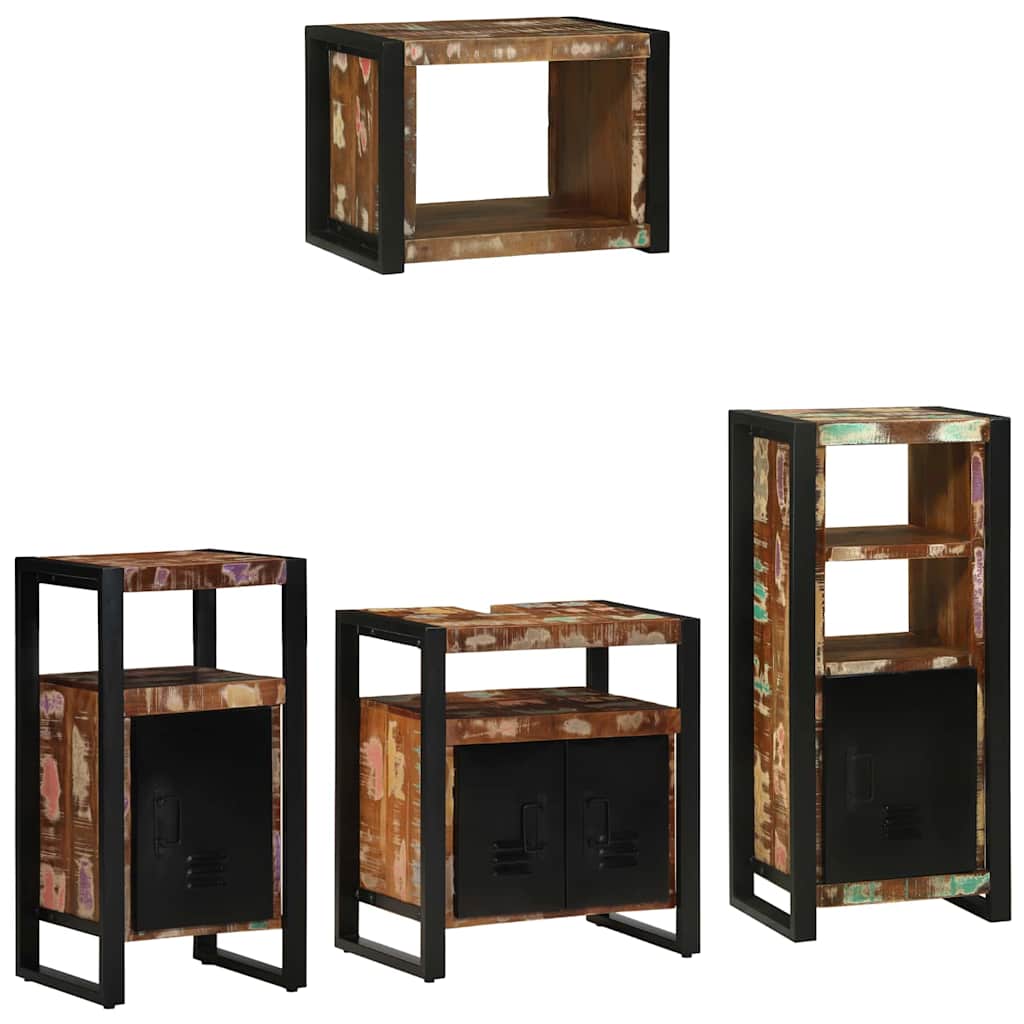 Badezimmermöbel-Set mit Regal 4 pcs Massives upgecyceltes Holz