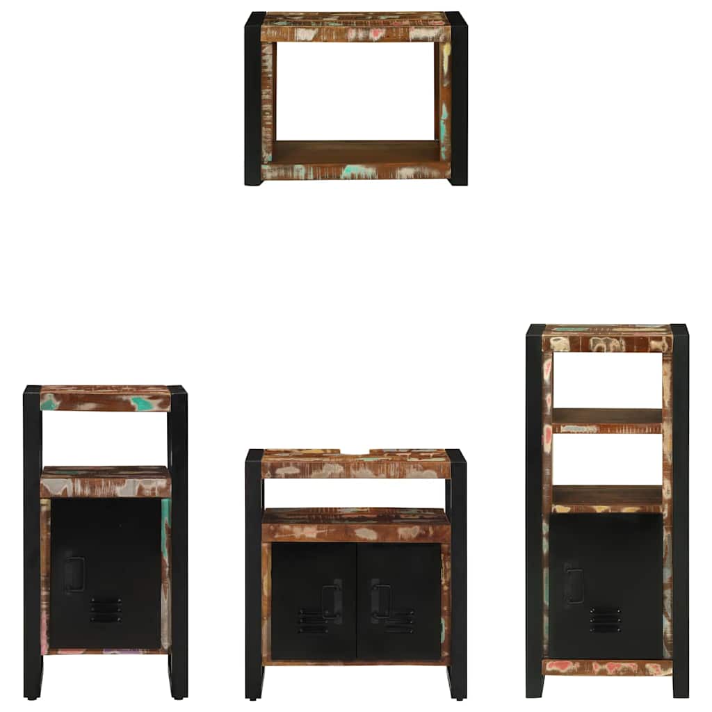 Badezimmermöbel-Set mit Regal 4 pcs Massives upgecyceltes Holz