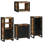 Badezimmermöbel-Set mit Regal 4 pcs Mehrfarbig Massives Altholz