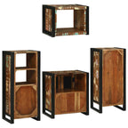 Badezimmermöbel-Set mit Regal 4 pcs Mehrfarbig Massives Altholz