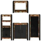 Badezimmermöbel-Set mit Regal 4 pcs Mehrfarbig Massives Altholz