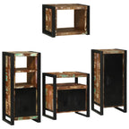 Badezimmermöbel-Set mit Regal 4 pcs Mehrfarbig Massives Altholz