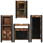 Badezimmermöbel-Set mit Regal 4 pcs Mehrfarbig Massives Altholz