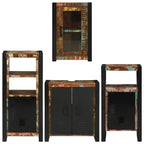 Badezimmermöbel-Set mit Regal 4 pcs Mehrfarbig Massives Altholz