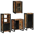 Badezimmermöbel-Set mit Regal 4 pcs Mehrfarbig Massives Altholz